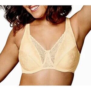 Playtex Secrets Bra 42C Lifts & Supports Underwire Unlined Full Coverage Beige